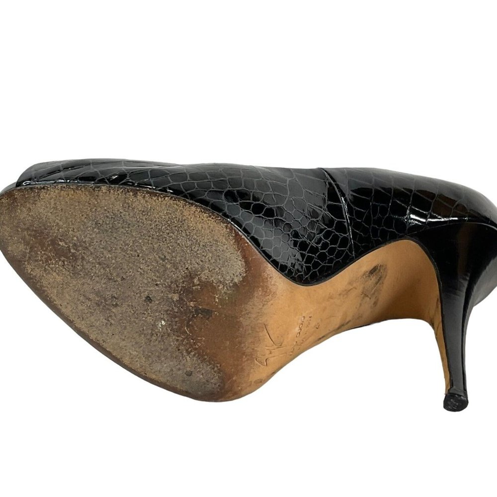 Giuseppe Zanotti Design Shoes Womens Sz 40 Black Leather Snake Peep Toe Heel - Picture 7 of 13